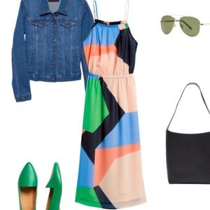 Banana Republic Kaleidoscope Cool Color Block Flowy Dress Size XL